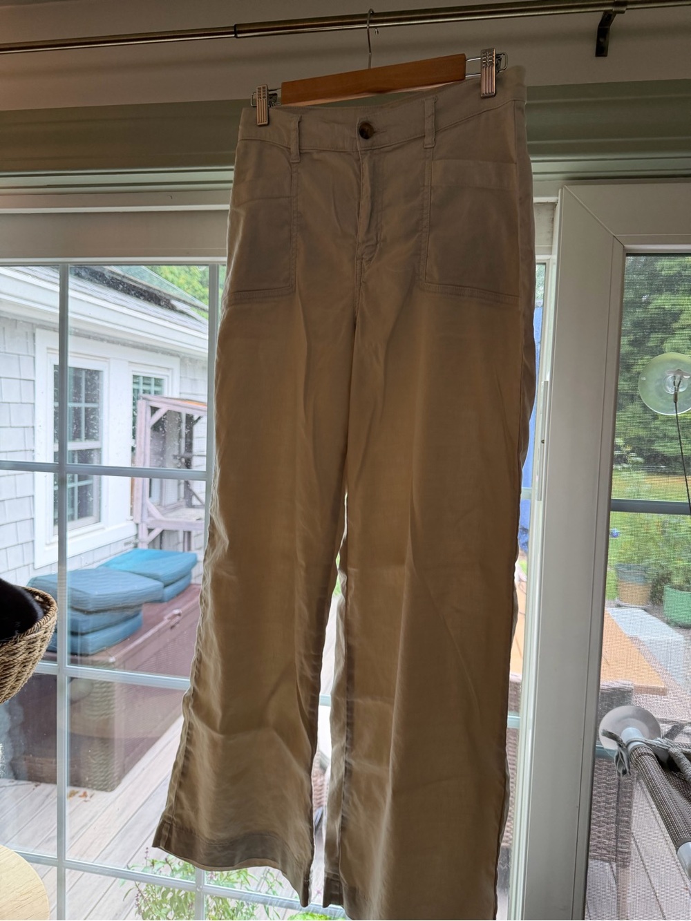 EVEREVE Joelle Stretch Linen Wide Leg Pants Barely Beige Size 29